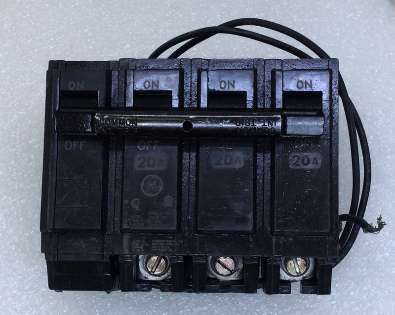 GE THQB32020ST1 20 Amp 3 Pole 240V Breaker w/Shunt Trip