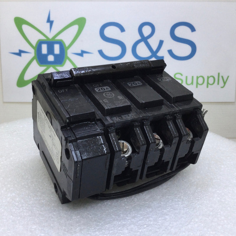 GE THQB32020ST1 20 Amp 3 Pole 240V Breaker w/Shunt Trip