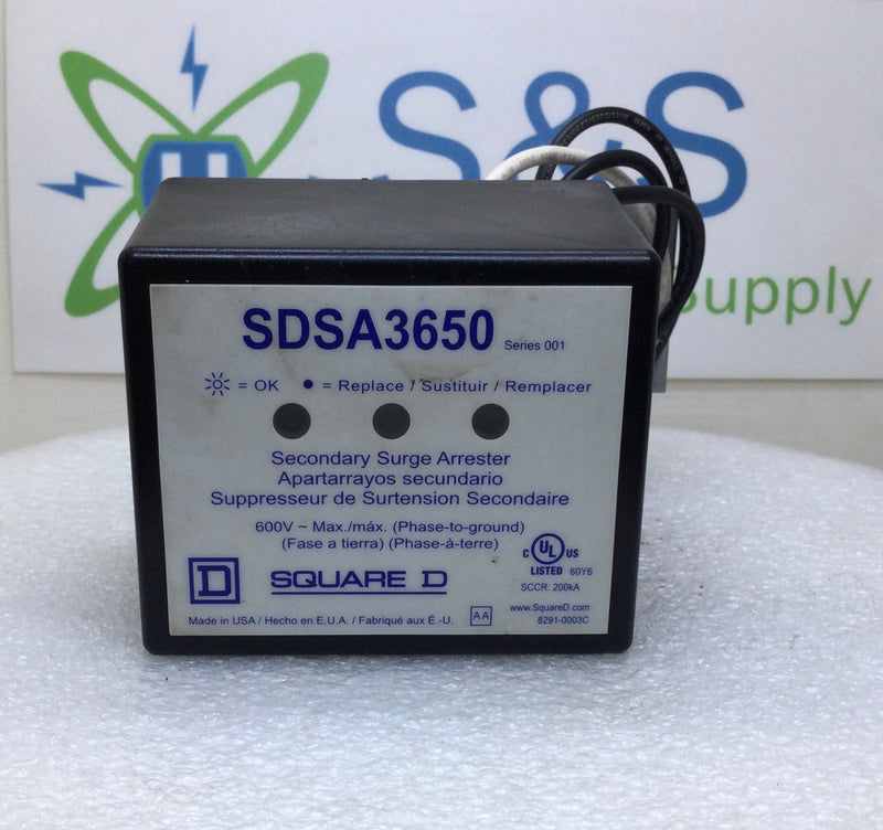 Square D SDSA3650 3 PH 600V Secondary-Surge Arrester/Surge Protective