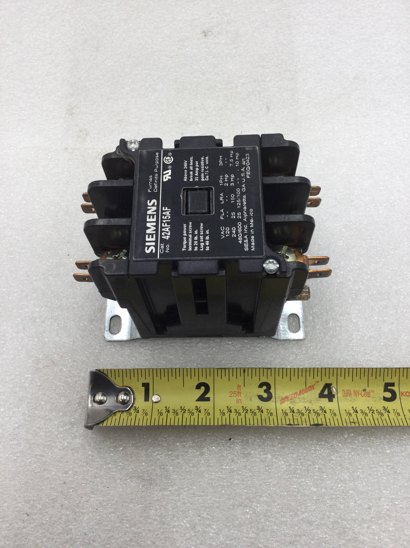 Furnas 42AF15AF 25 Amp 2 Pole 120-600 VAC Definite Purpose Contactor with 120 VAC Coil