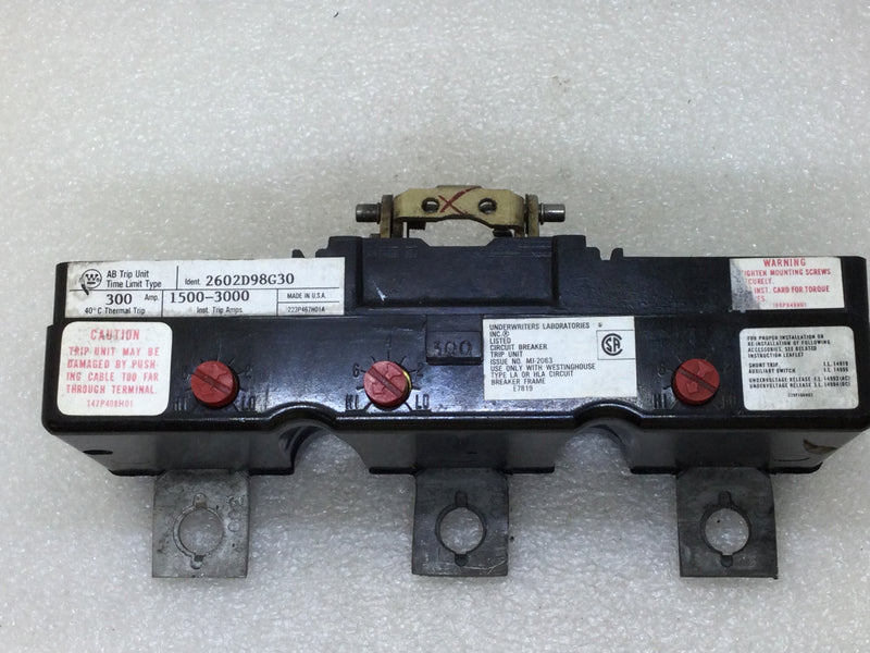 Westinghouse HLA3300T 300 Amp 3 Pole Circuit Breaker Amp Trip Unit
