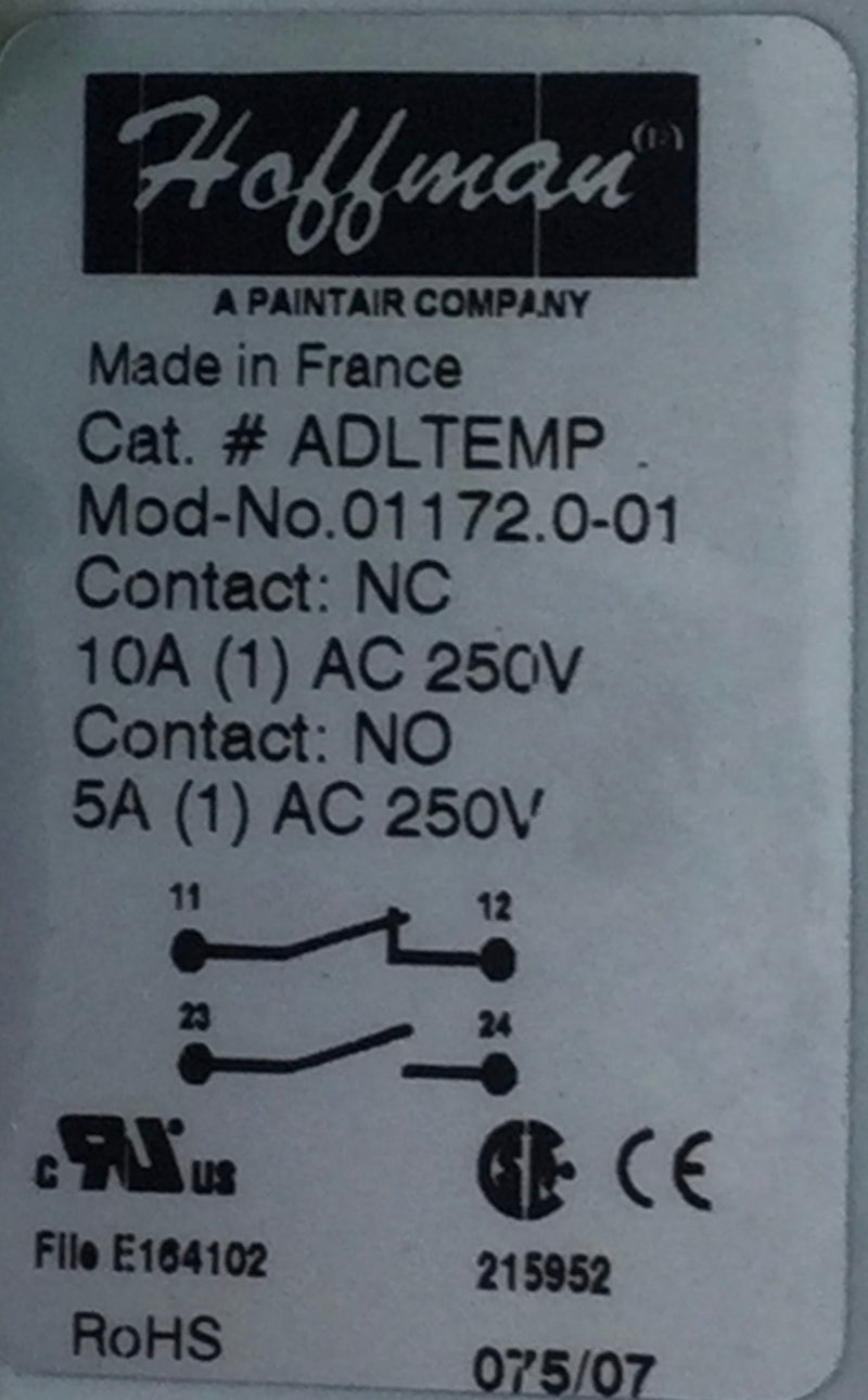 Hoffman ADLTEMP 10 Amp 250V Dual-Thermostat