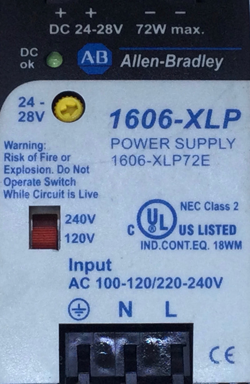Allen-Bradley 1606-XLP72E 3 Amp 1-Phase 240V Power-Supply