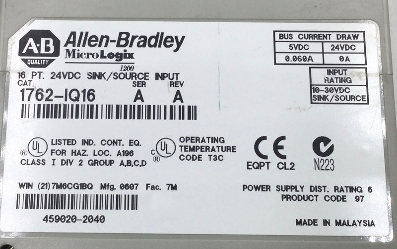 Allen-Bradley 1763-L40BWAR 240V Point-Controller