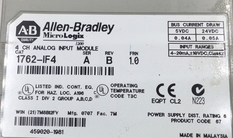 Allen-Bradley 1763-L40BWAR 240V Point-Controller