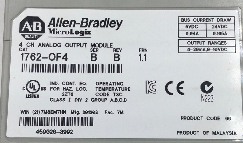 Allen-Bradley 1763-L40BWAR 240V Point-Controller