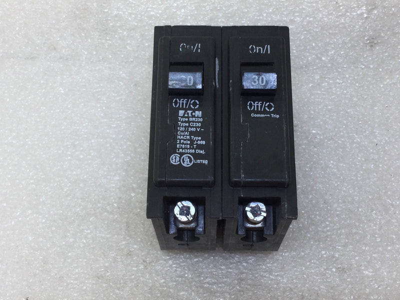 Cutler Hammer BR230/C230 2 Pole 30 Amp 120/240VAC Plug In Circuit Breaker