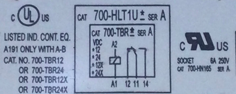 Allen-Bradley 700-HLT1U 6 Amp 250V Interposing/Isolation Relay