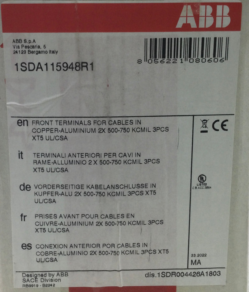 ABB 1SDA115948R1 SACE TMax XT Front-Terminal Kit
