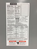 Siemens W0816ML1125CU 125 Amp 8 Space 120/240V Cover Only 14 5/8" x 12 3/8"