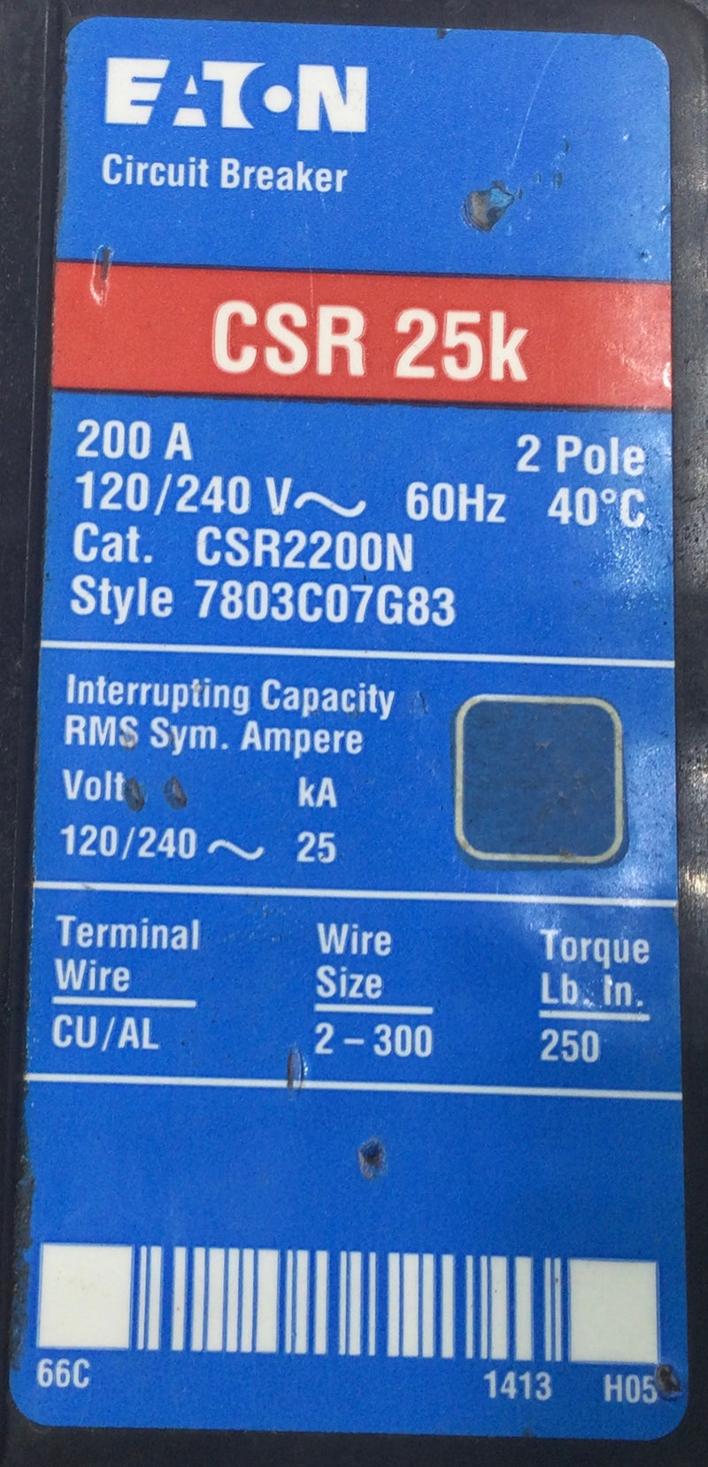 Interruttore Eaton CSR2200N - Scatolato 200A, 1 Fase, 120/240V - Nuovo In Scatola