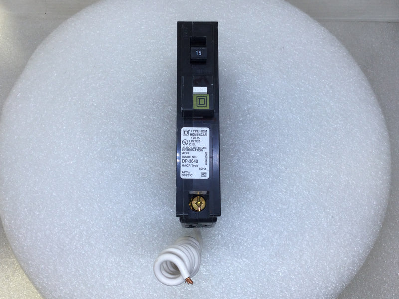 Square D HOM115CAFI 15 Amp 1 Pole 120V Plug On Type HOM CAFI Circuit Breaker