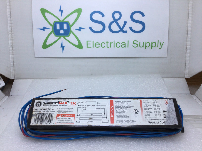 General Electric GE332MAX-N/Ultra 32W 120-277V 3l T8 Electronic Fluorescent Ballast