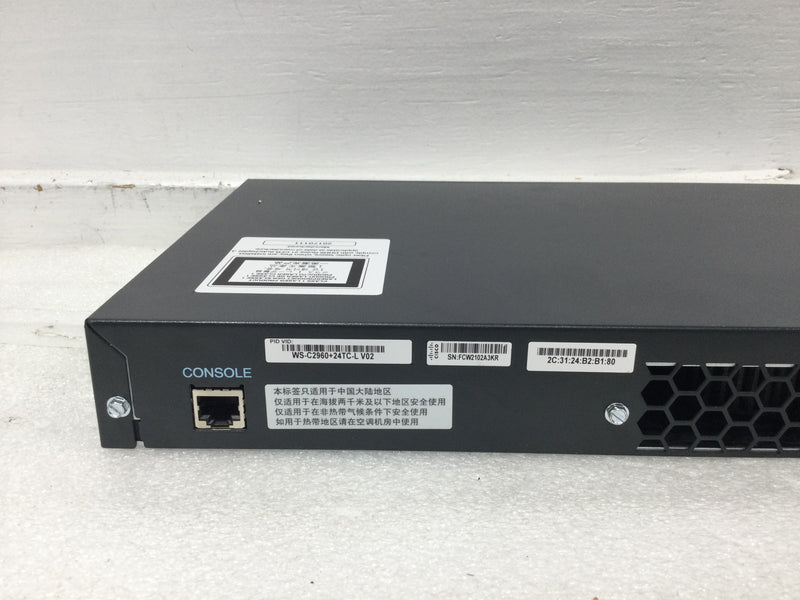Cisco Catalyst WS-C2960+24TC-L 24 Port Gigabit POE+ Switch IOS VER: 15.0(2)SE8