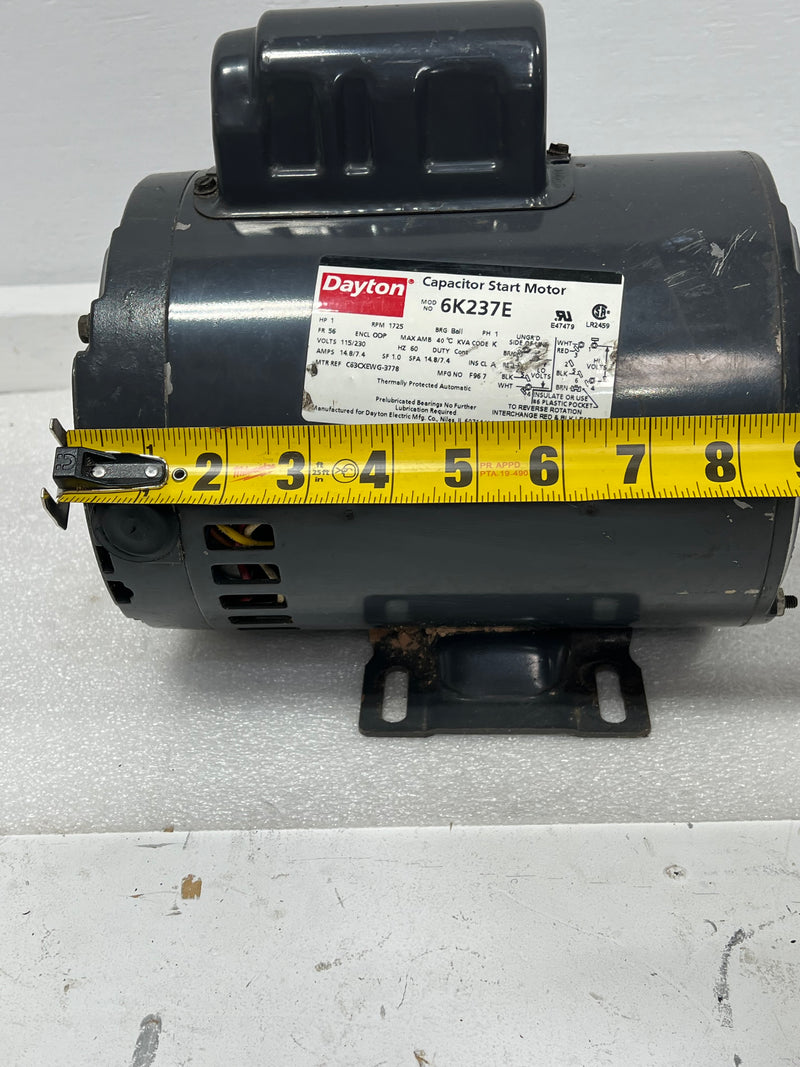 Dayton 6K237E Capacitor Start Motor 1 HP 115/230V 14.8/7.4A 1725 RPM