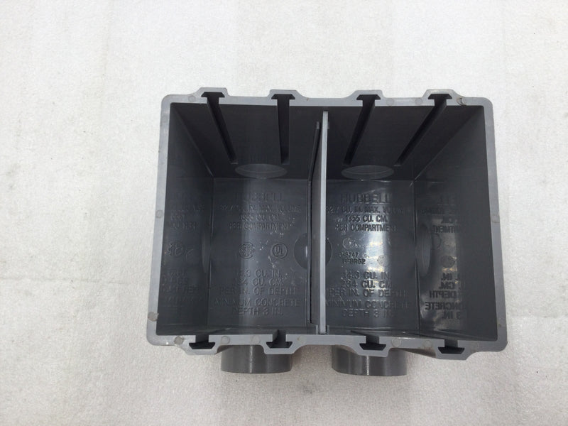 Hubbell Wiring Devices PFBRG2 2 Gang Rectangular Nonmetallic Floor Mounting Box 9" X 6"