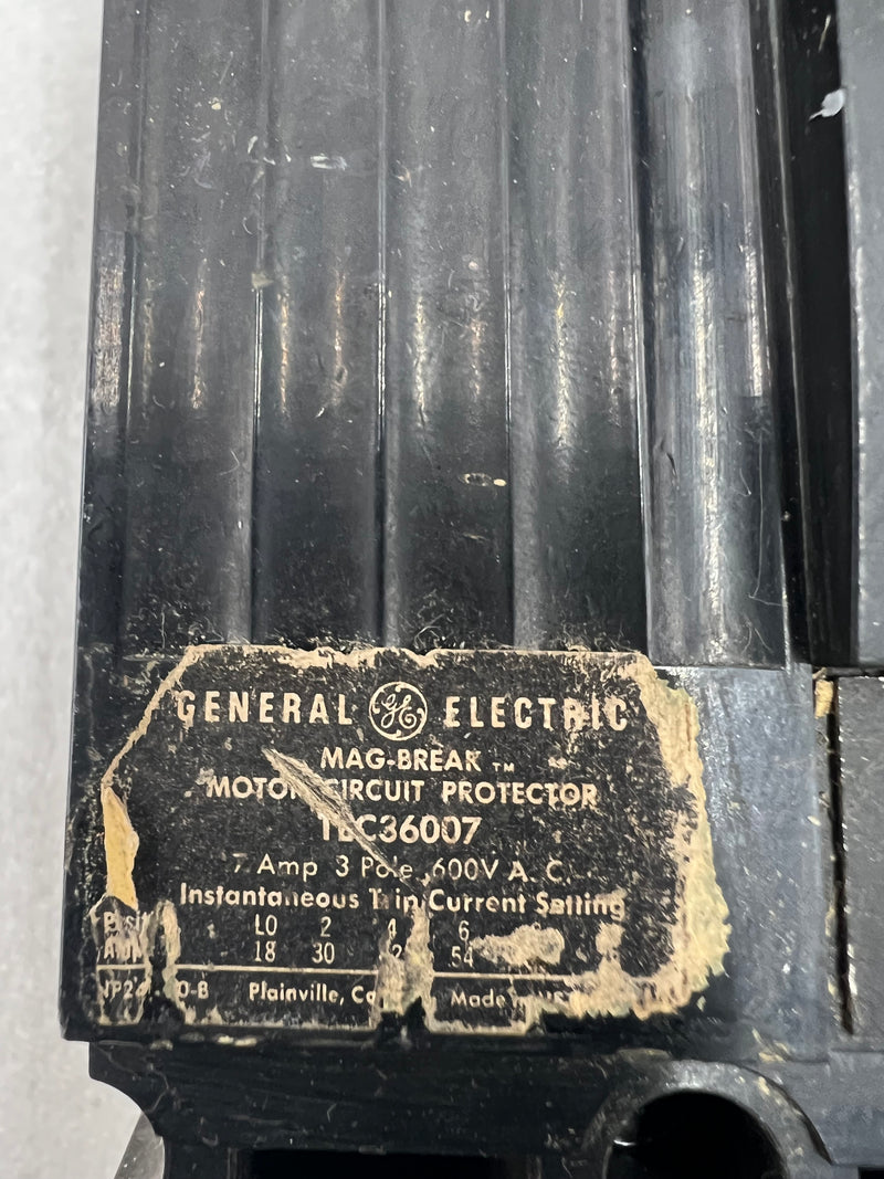 General Electric TEC36007 3 Pole 7 Amp 600VAC Type TEC Circuit Breaker