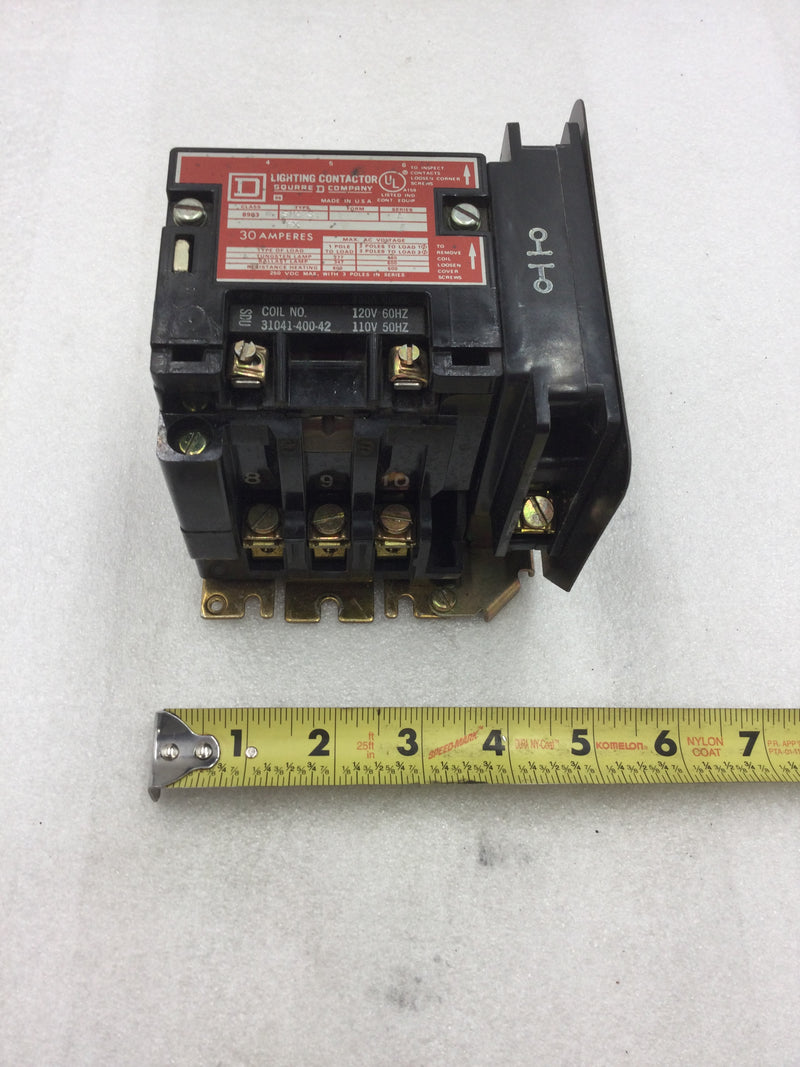 Square D 8903 SMO3 Lighting Contactor 30 Amp 277-480 VAC 3-Pole Series A