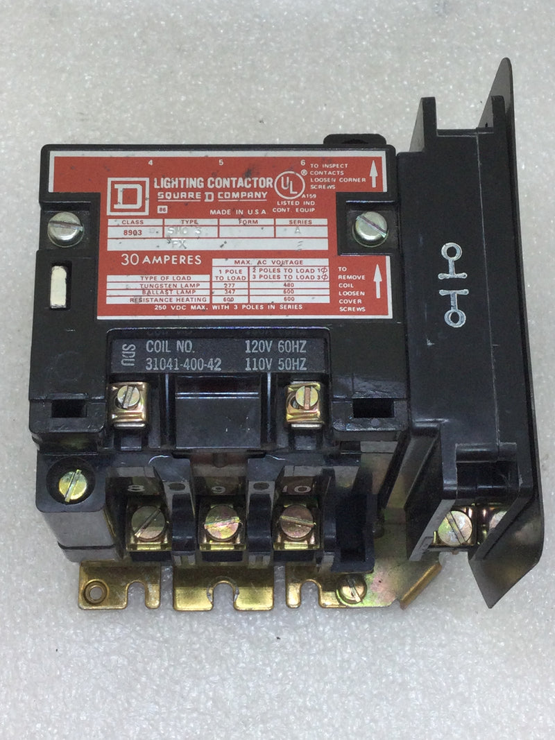 Square D 8903 SMO3 Lighting Contactor 30 Amp 277-480 VAC 3-Pole Series A