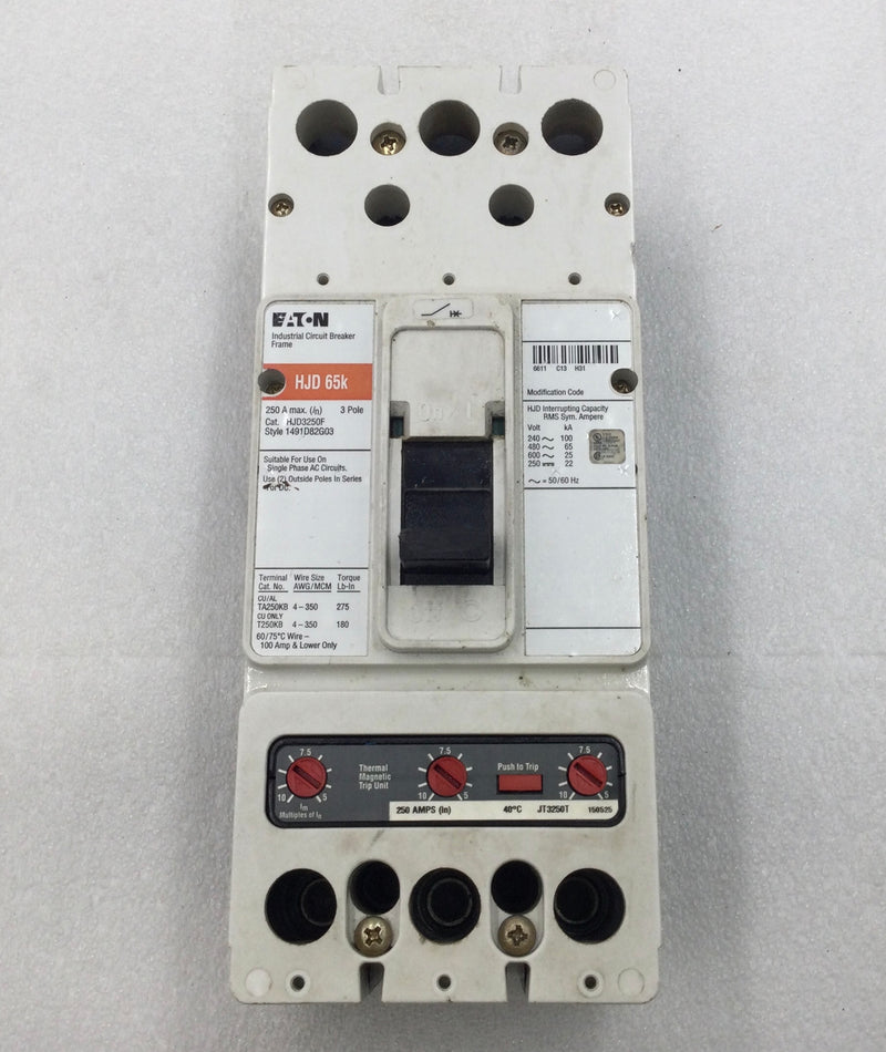 Eaton/Cutler-Hammer HJD3250F 250 Amp 3-Pole 600V Circuit Breaker