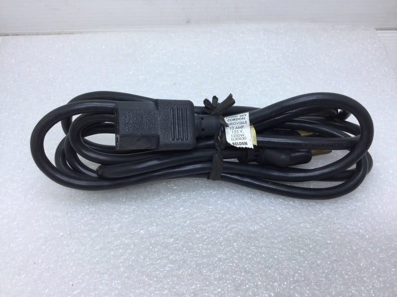 Belden Communication Cord Set LL30830 10Amp 125V 1250W 90 Inches