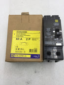 Square D EDB24060 60 Amp 2 Pole 277/480V Bolt on Circuit Breaker