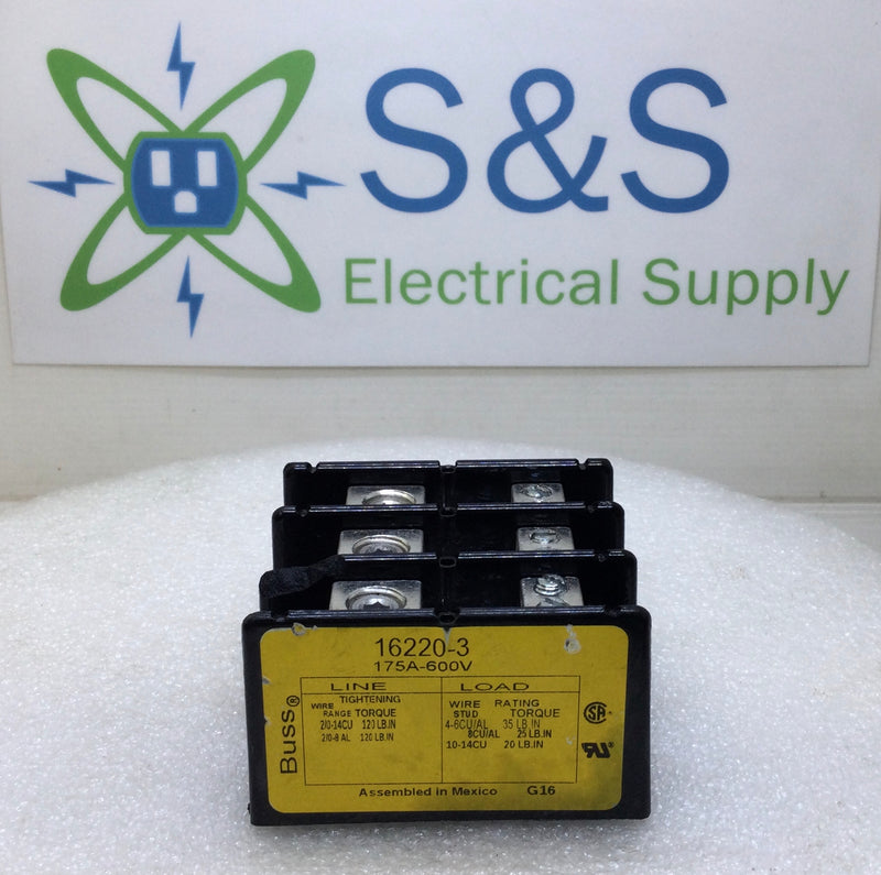 Bussmann 16220-3 175 Amp 3-Pole 600V Line/Load -Cosmetic Flaw