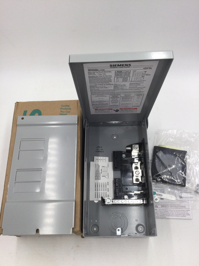 Siemens ITE W0408ML1125 4/8 Circuit 125A Single Phase 120/240VAC 1 Phase 3 Wire Type 3R Enclosure