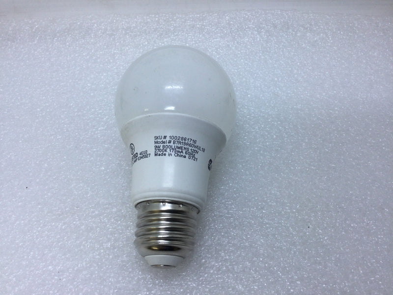 Ecosmart B7A19A60WUL18 Soft White 2700K 800 Lumens 9W 120V LED