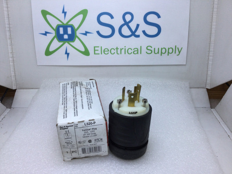 Pass & Seymour L520-P Turnlok Male Plug 20Amp 125V 2-Pole 3-Wire NEMA L5-20P