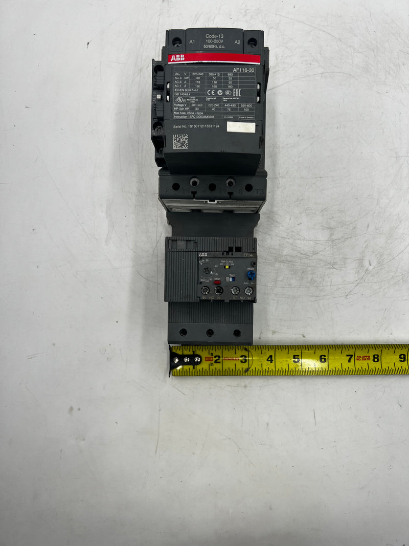 ABB AF116-30 Contactor With ABB EF146-150 Electronic Overload Relay
