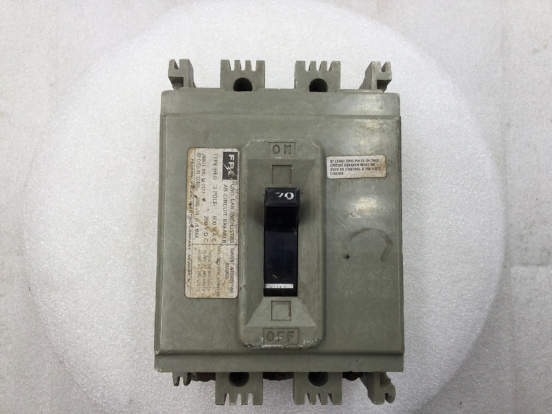 FPE HEG631070 70 Amp 3 Pole 600V Circuit Breaker - Cosmetic Flaw