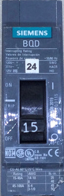 Siemens BQD115 15 Amp 1-pole 120V/277V Circuit Breaker