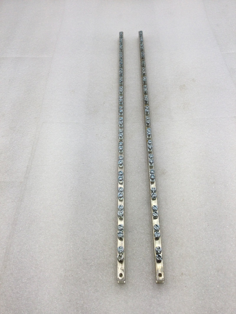 Unbranded 38 Position Ground Bar 4-14 AWG 1/4" W X 19.75" T - Set of 2