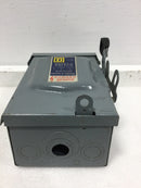 Square D D221NRB 30 Amp 2 Pole 120/240V Fusible General Duty Safety Switch