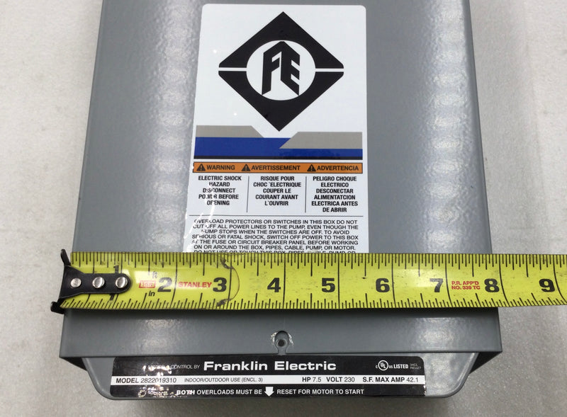 Franklin Electric 2822019310 42.1 Amp 2-Pole 230V Control Panel