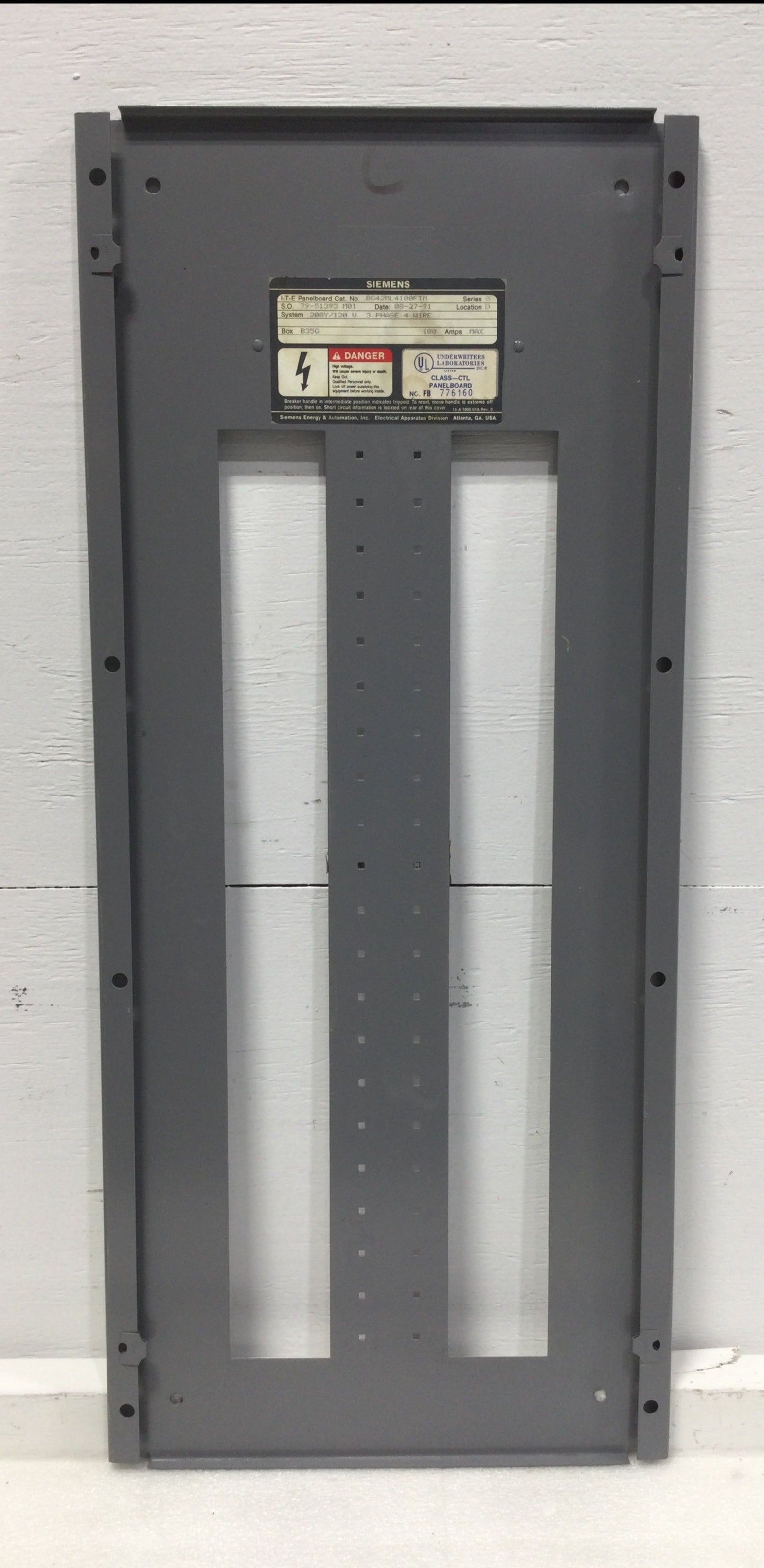 Siemens ITE BG42ML4100FTM Dead Front Only 42 Space 120V 3 Phase 4 Wire
