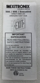 Exitronix 502-WB-WH-G1-DL-DR Exit Sign