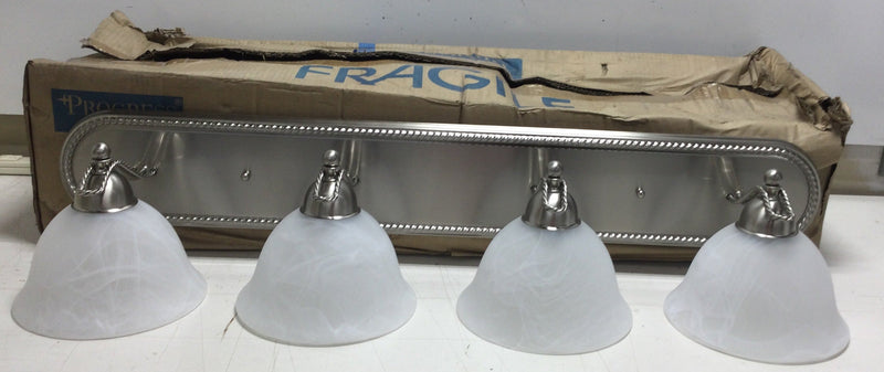 Progress Lighting P3269-09 Brushed Nickel Bathroom Vanity Light 4 Lamp Fixture 100 Watt Max Lamps