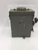 Square D D321NRB Outdoor 30 Amp 240 VAC 3 Pole Fusible Safety Switch Nema 3R Enclosure 6.5" X 9"