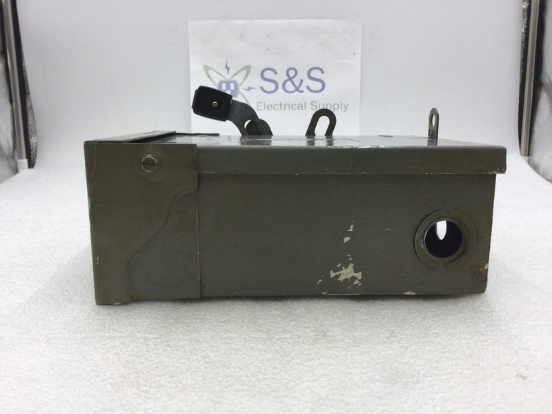 Square D D321NRB Outdoor 30 Amp 240 VAC 3 Pole Fusible Safety Switch Nema 3R Enclosure 6.5" X 9"