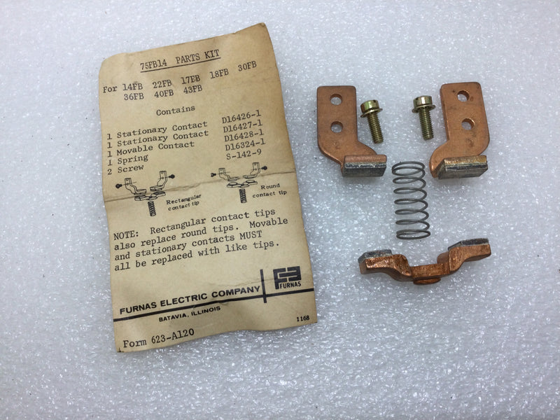 Furnas 75FB14 Replacement Contact Part Kit Single Pole