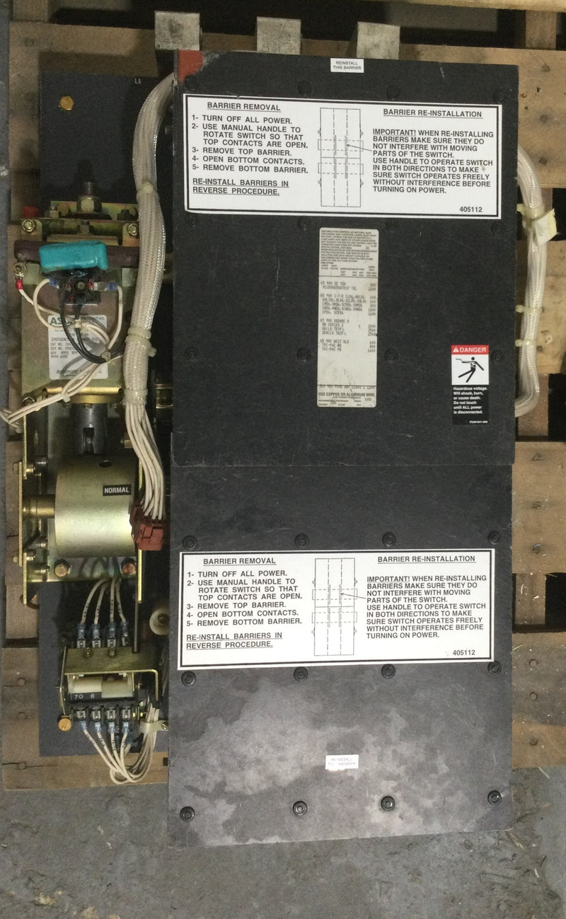 GE 1000 Amp w/Asco 300360091C 600 Amp Automatic Transfer Switch 480 VAC 60 Hz guts