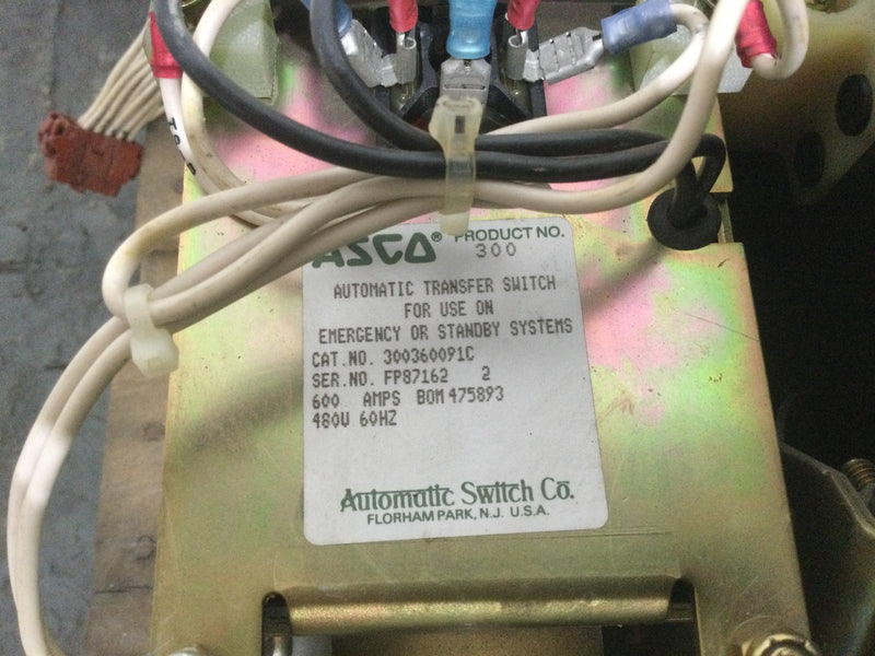 GE 1000 Amp w/Asco 300360091C 600 Amp Automatic Transfer Switch 480 VAC 60 Hz guts