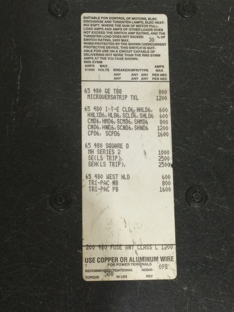 GE 1000 Amp w/Asco 300360091C 600 Amp Automatic Transfer Switch 480 VAC 60 Hz guts