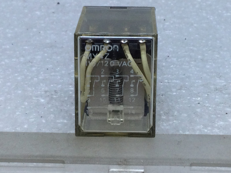 Omron MY4Z Coil base Square Base Plug In Relay 14-Blades 110-120VAC Coil