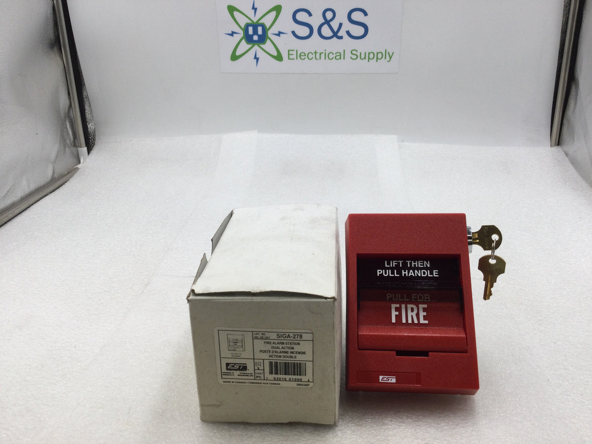 EST/Edwards Systems SIGA-278 Dual Action Fire Alarm Pull Station w/Key