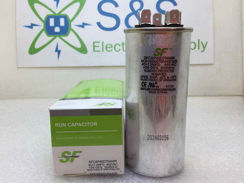 Service First SFCAP40D75440R 40+7.5MFD +/-5% 440V 50/60Hz Run Capacitor