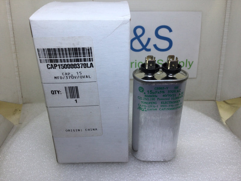 Tongfeng CAP150000370LA 15MFD +/-5% 370V 50/60Hz Motor Run Capacitor