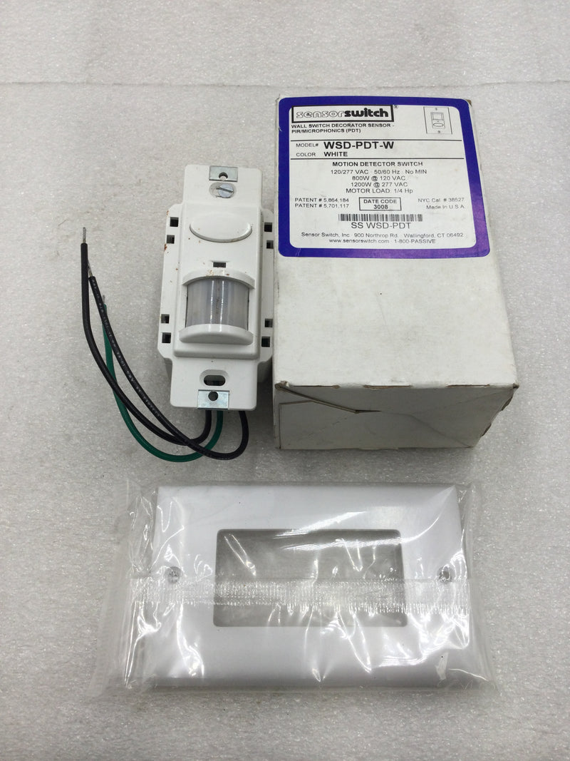 Sensor Switch WSD-PDT-W Wall Switch Occupancy Sensor PIR 120/277 VAC in White